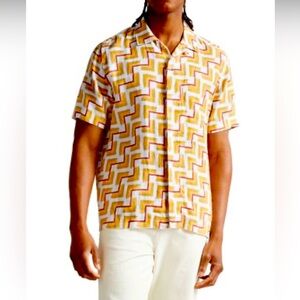 Ted Baker Yellow and White Casual Button Down Shirt | size 6